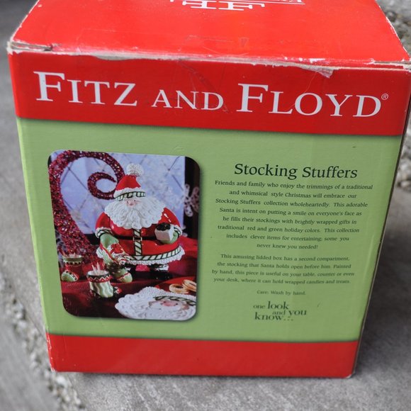Fitz & Floyd stocking stuffers santa lidded box (w847)